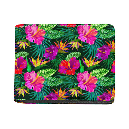 Purple Tropical Pattern Print Bifold Wallet