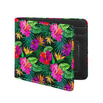 Purple Tropical Pattern Print Bifold Wallet