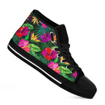 Purple Tropical Pattern Print Black High Top Sneakers