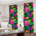 Purple Tropical Pattern Print Dimout Grommet Curtains