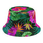 Purple Tropical Pattern Print Bucket Hat