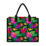 Purple Tropical Pattern Print Canvas Tote Bag