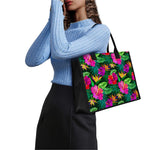 Purple Tropical Pattern Print Canvas Tote Bag