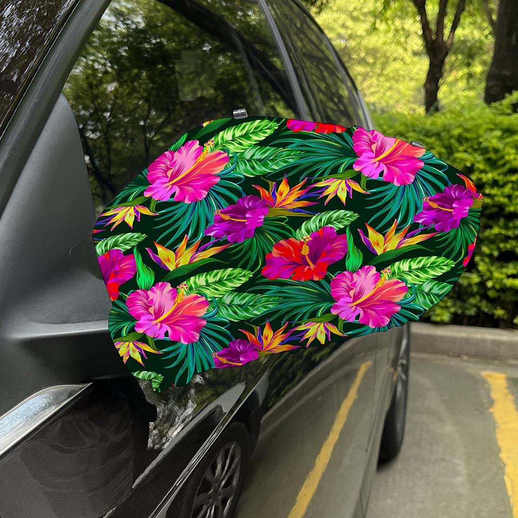 Purple Tropical Pattern Print Car Side Mirror Covers