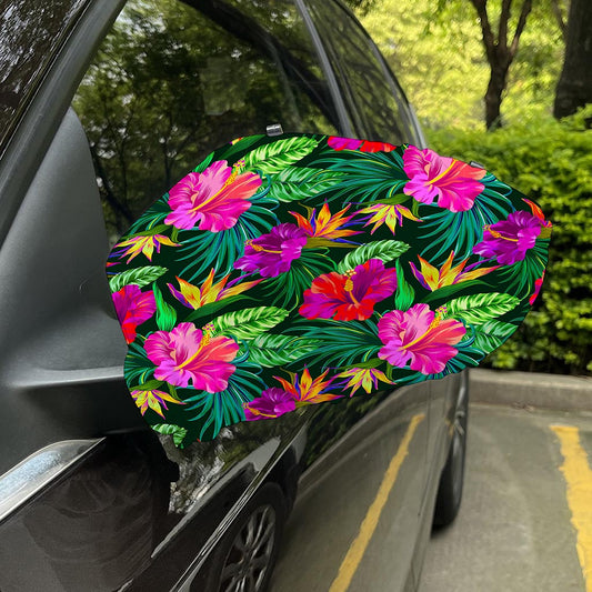 Purple Tropical Pattern Print Car Side Mirror Covers