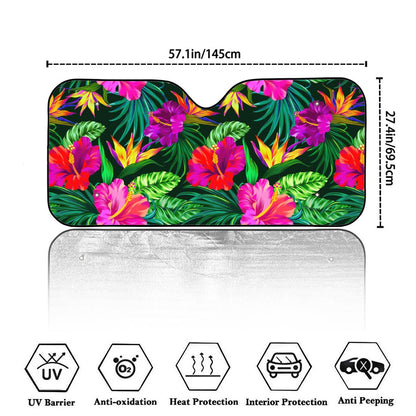 Purple Tropical Pattern Print Car Windshield Sun Shade