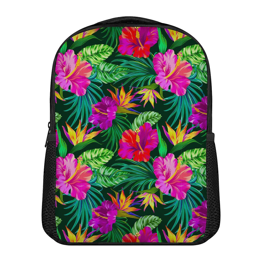 Purple Tropical Pattern Print Casual Backpack