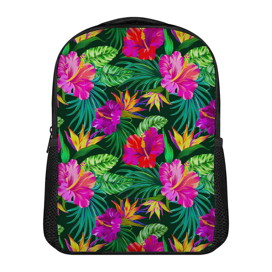 Purple Tropical Pattern Print Casual Backpack