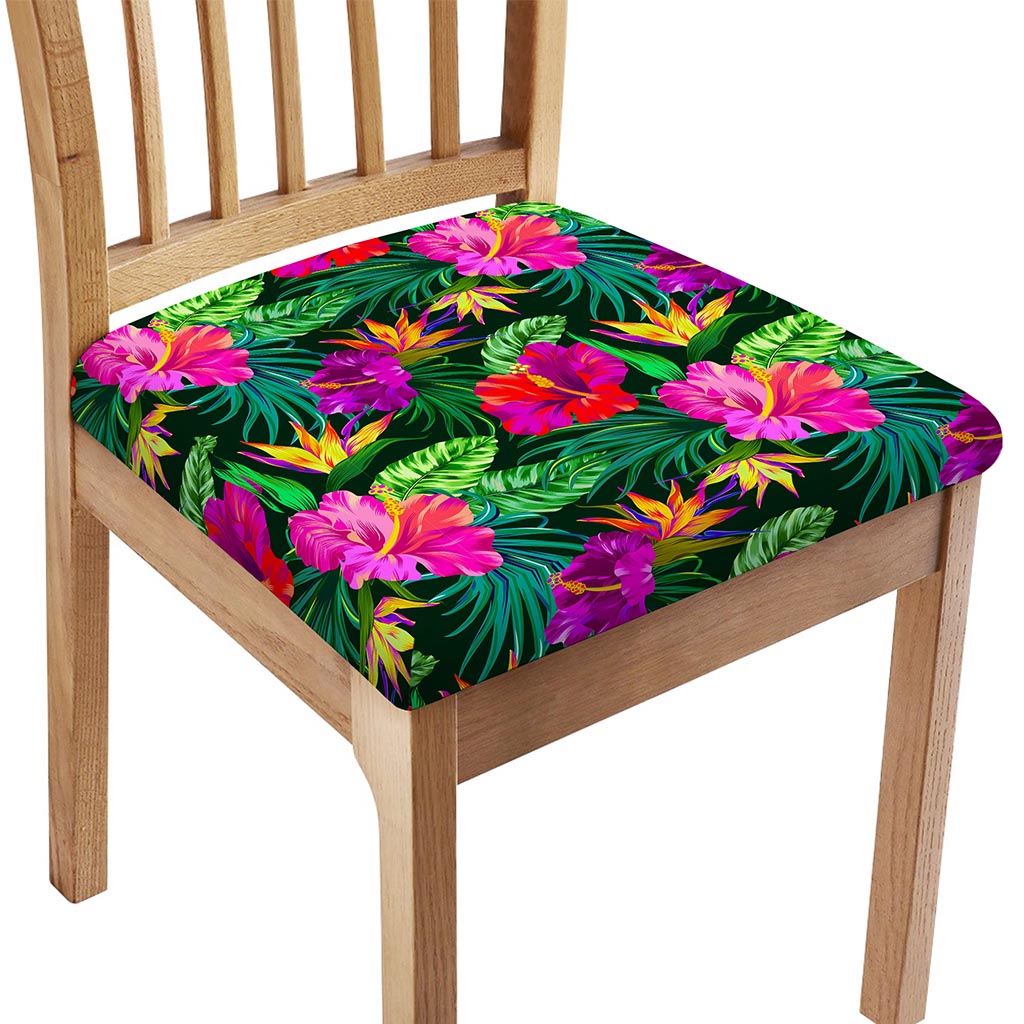 Purple Tropical Pattern Print Chair Cushion Cover