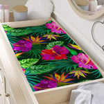 Purple Tropical Pattern Print Changing Pad Cover