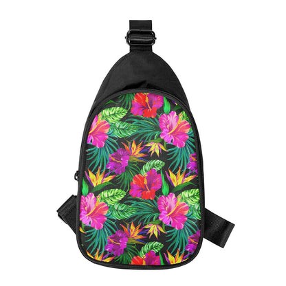 Purple Tropical Pattern Print Chest Bag