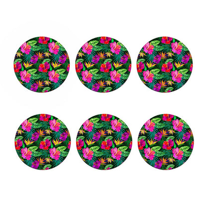 Purple Tropical Pattern Print Coaster Set