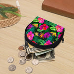 Purple Tropical Pattern Print Coin Purse