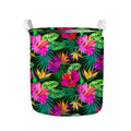 Purple Tropical Pattern Print Collapsible Laundry Basket