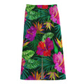 Purple Tropical Pattern Print Cotton Front Slit Maxi Skirt