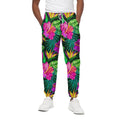 Purple Tropical Pattern Print Cotton Sweatpants