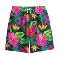 Purple Tropical Pattern Print Cotton Shorts