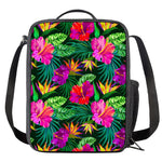Purple Tropical Pattern Print Crossbody Lunch Bag