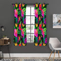 Purple Tropical Pattern Print Grommet Curtain Panels
