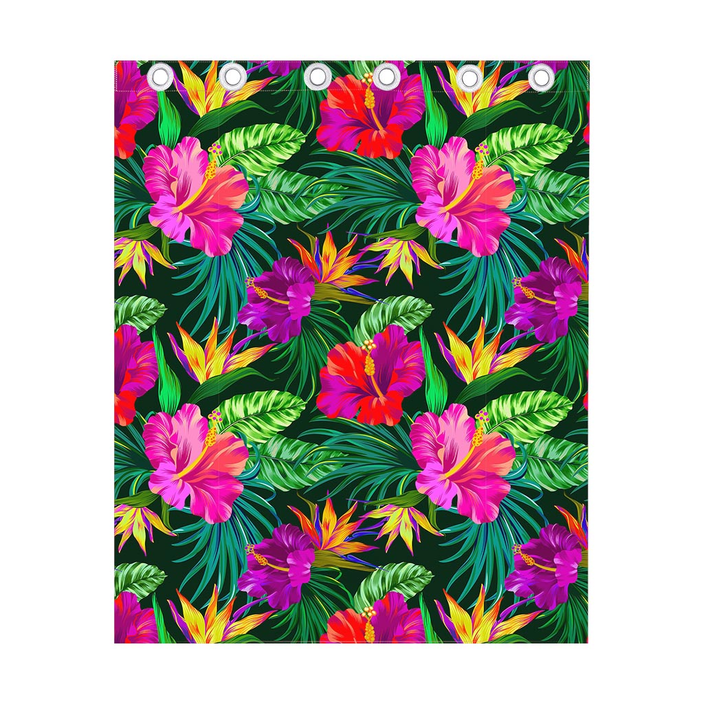 Purple Tropical Pattern Print Curtain