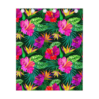 Purple Tropical Pattern Print Curtain