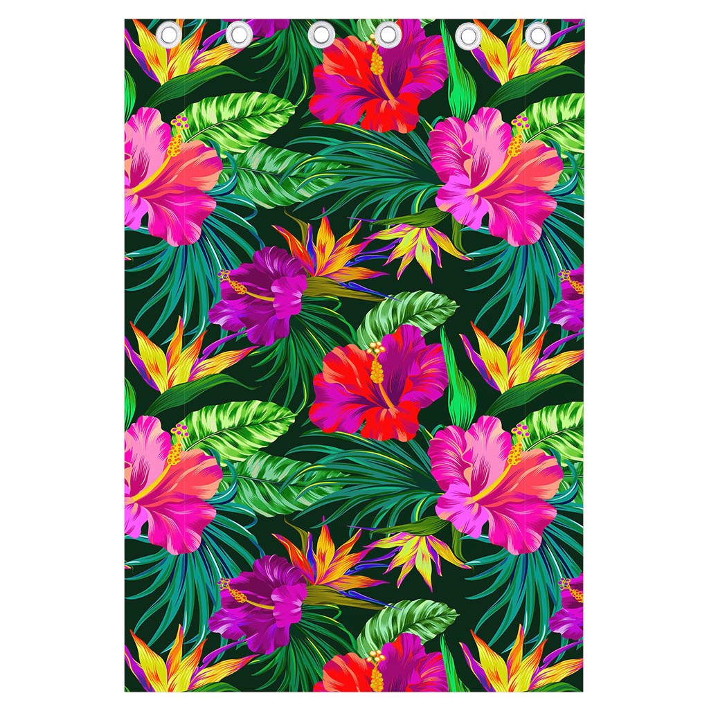 Purple Tropical Pattern Print Curtain