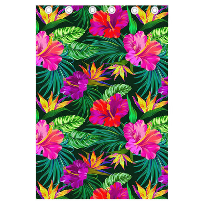 Purple Tropical Pattern Print Curtain