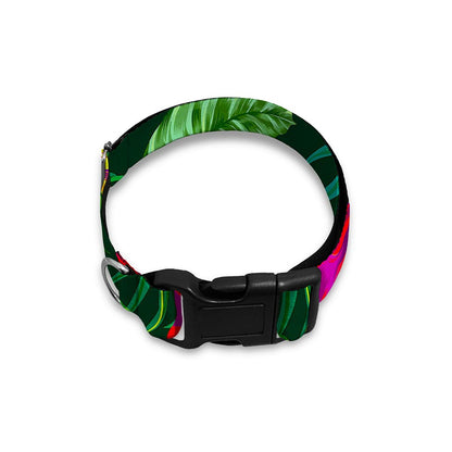 Purple Tropical Pattern Print Dog Collar