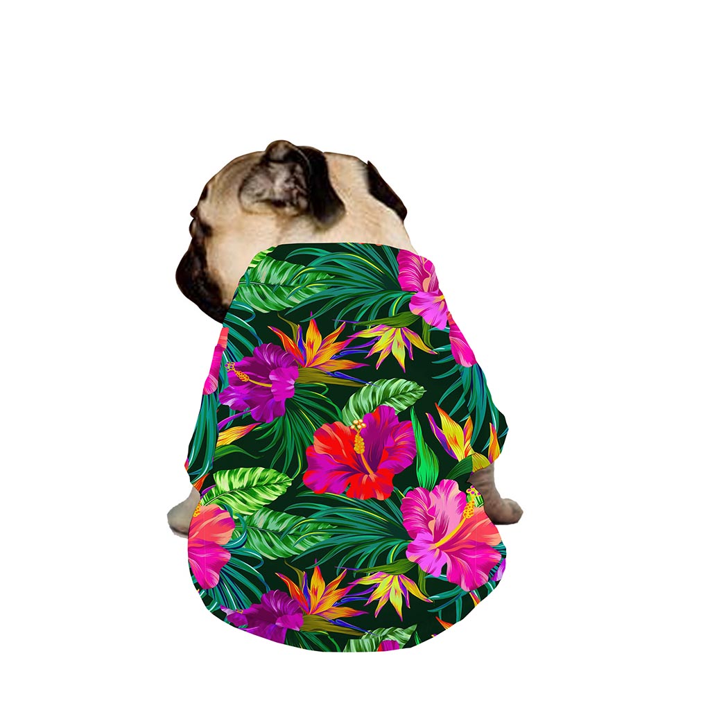 Purple Tropical Pattern Print Dog Zip Up Jacket