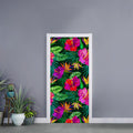 Purple Tropical Pattern Print Door Sticker