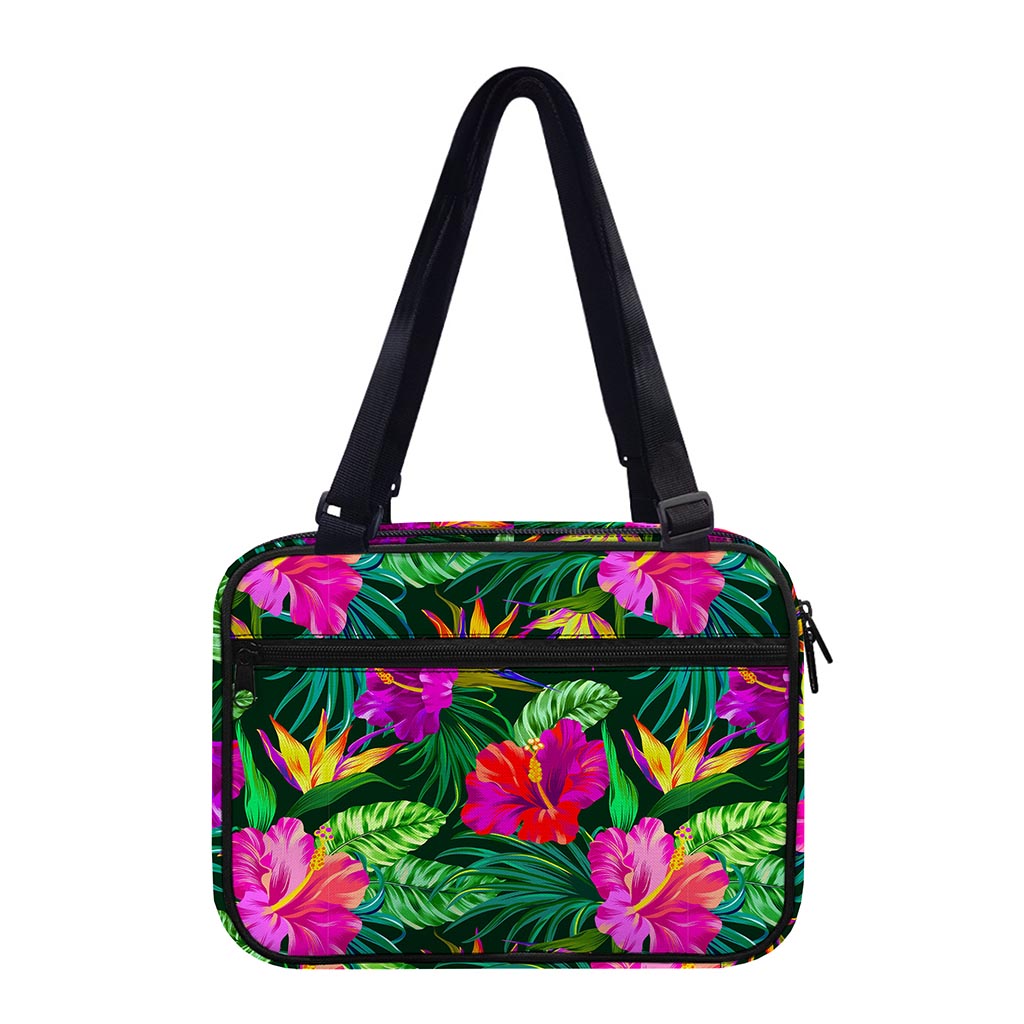 Purple Tropical Pattern Print Double Strap Bible Bag