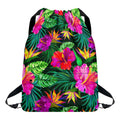 Purple Tropical Pattern Print Drawstring Backpack
