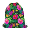 Purple Tropical Pattern Print Drawstring Bag