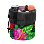 Purple Tropical Pattern Print Drawstring Makeup Bag