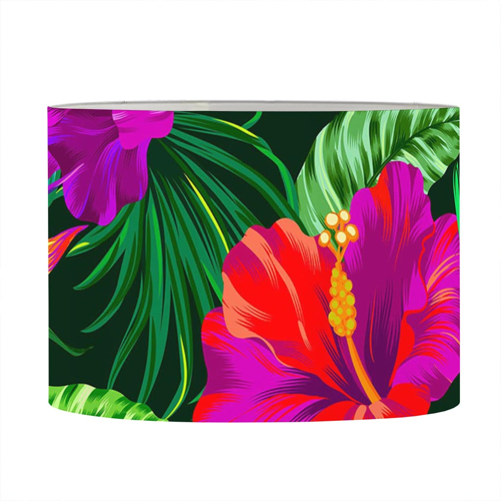 Purple Tropical Pattern Print Drum Lamp Shade