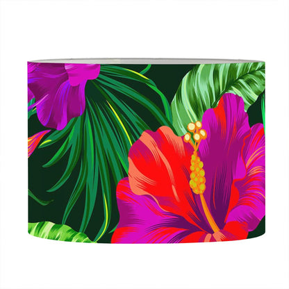 Purple Tropical Pattern Print Drum Lamp Shade