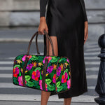 Purple Tropical Pattern Print Duffle Bag