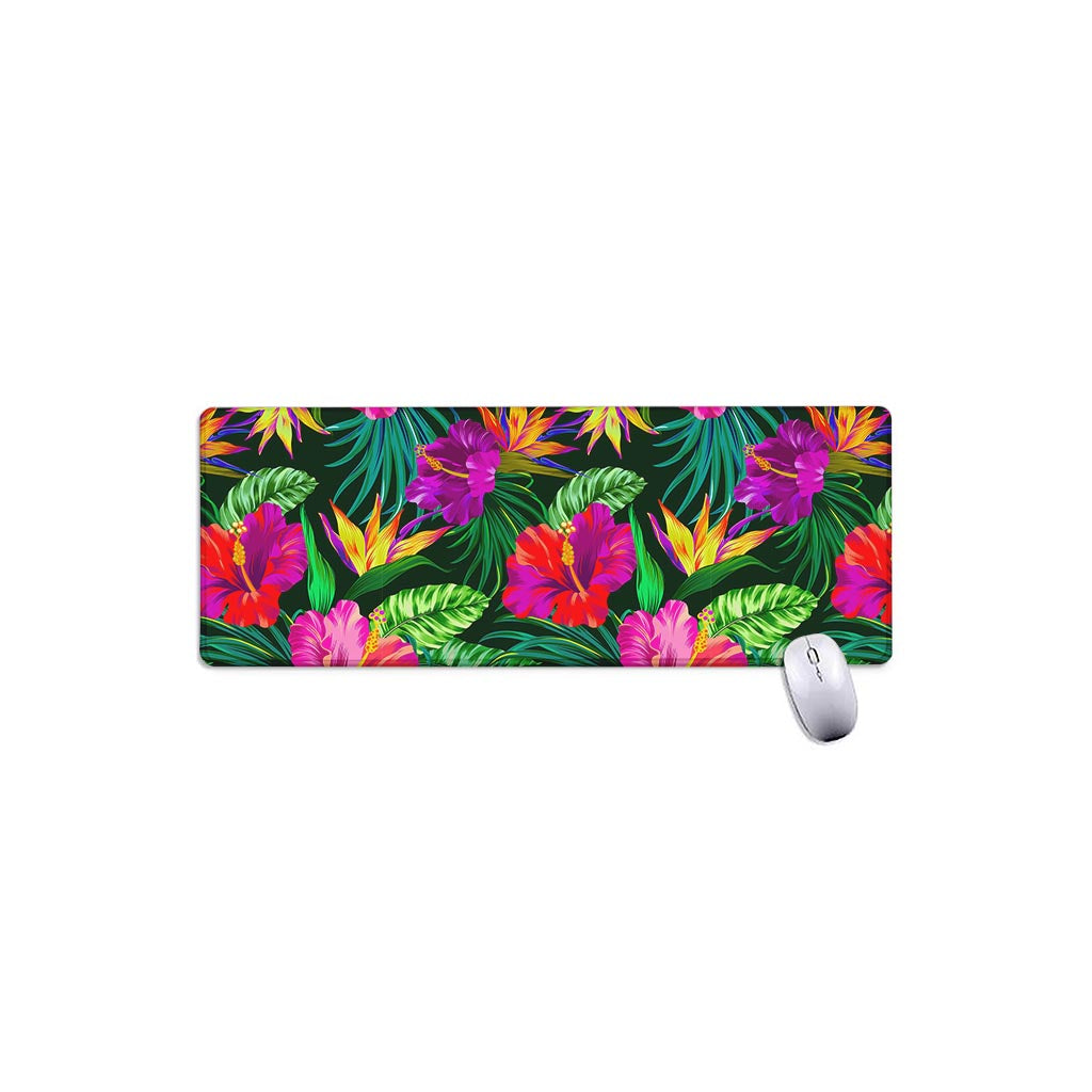 Purple Tropical Pattern Print Extended Mouse Pad