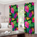 Purple Tropical Pattern Print Extra Wide Grommet Curtains