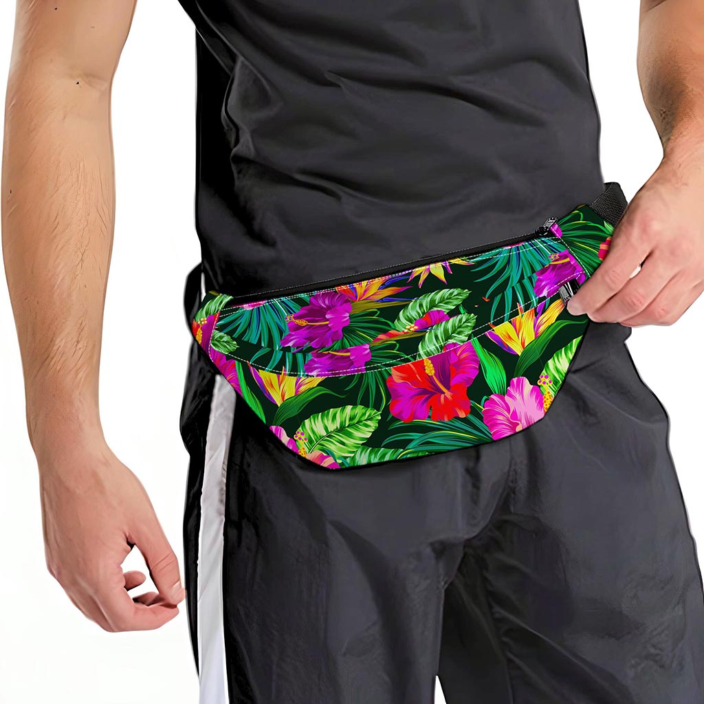 Purple Tropical Pattern Print Fanny Pack