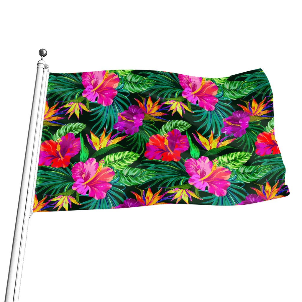 Purple Tropical Pattern Print Flag
