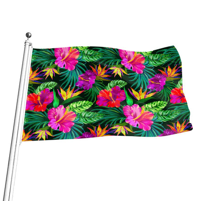 Purple Tropical Pattern Print Flag