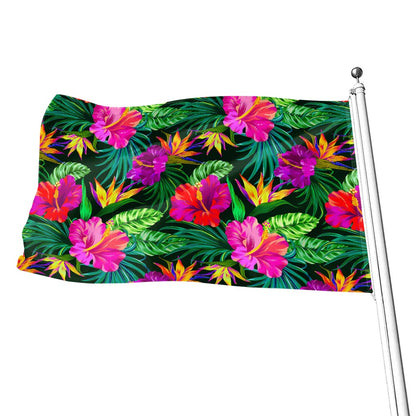 Purple Tropical Pattern Print Flag