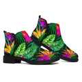 Purple Tropical Pattern Print Flat Ankle Boots