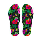 Purple Tropical Pattern Print Flip Flops