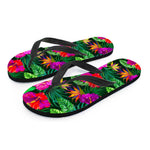 Purple Tropical Pattern Print Flip Flops