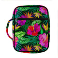 Purple Tropical Pattern Print Front Pocket Bible Bag
