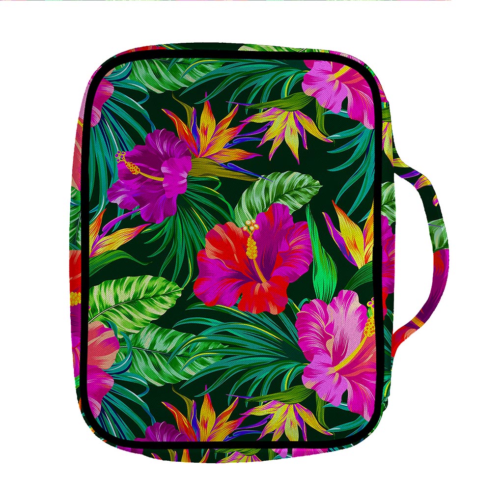 Purple Tropical Pattern Print Front Pocket Bible Bag