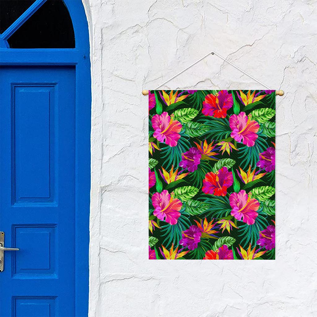 Purple Tropical Pattern Print Garden Flag