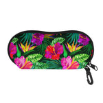 Purple Tropical Pattern Print Glasses Case